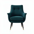 Fabric armchair in teal color with black wood legs and gold accents 75 x 70 x 85cm