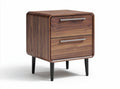 Walnut nightstand with two drawers and tapered legs 40 x 40 x 50cm