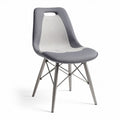 Fabric dining chair with steel legs in grey and cream color 45 x 45 x 85cm