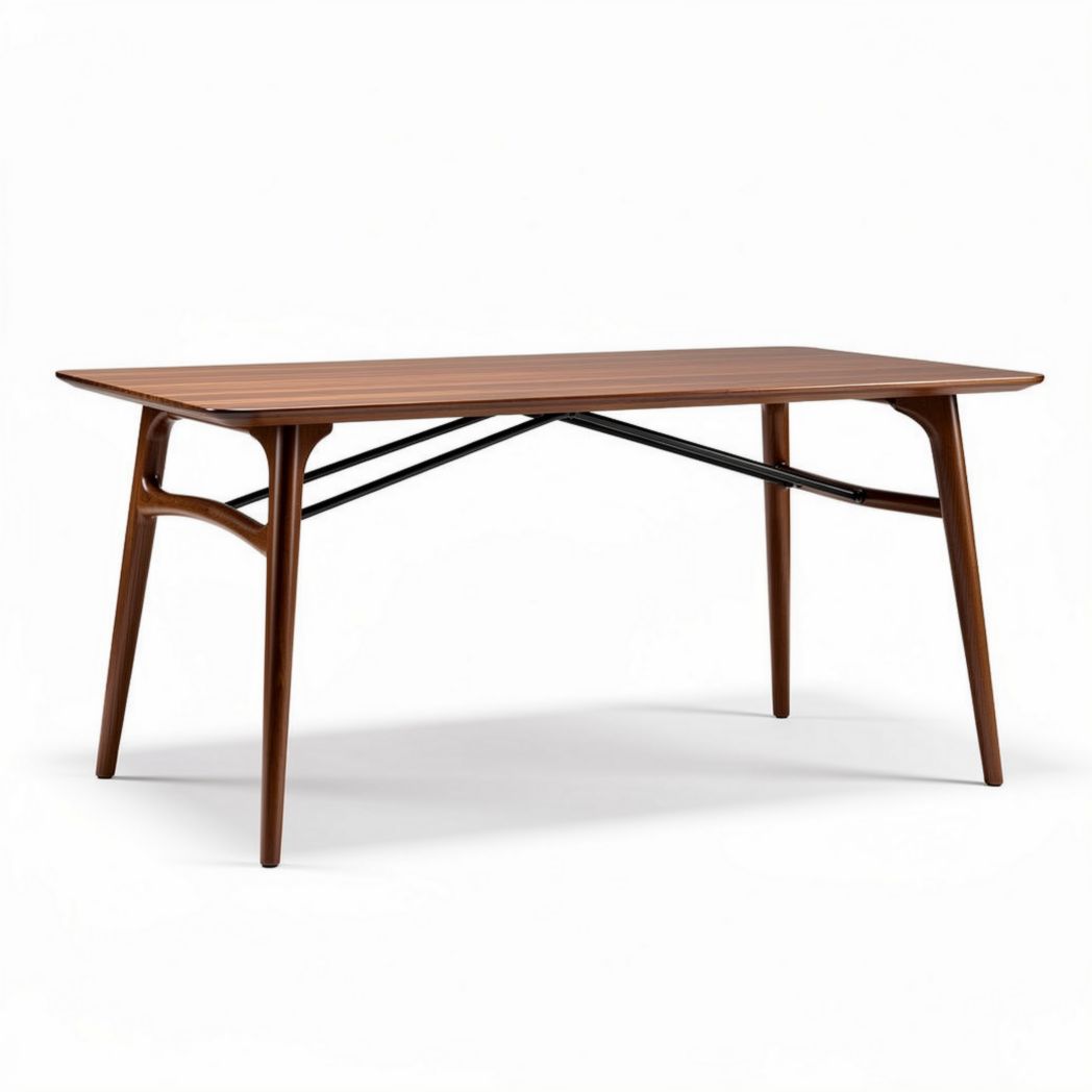 Wooden dining table with black steel frame 150 x 75 x 75cm