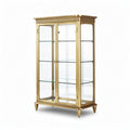 Glass display cabinet with gold finish and four adjustable shelves 80 x 40 x 160cm