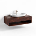 Wall-mounted bathroom vanity with wooden cabinet and ceramic sink 80 x 40 x 20cm