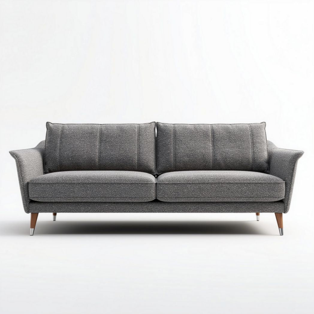 Fabric sofa with wooden legs in gray 180 x 85 x 75cm for living room