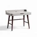 Writing desk with wooden legs and storage drawer in light gray finish 100 x 60 x 75cm