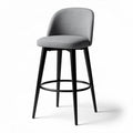 Gray upholstered bar stool with metal frame and footrest 45 x 45 x 100cm