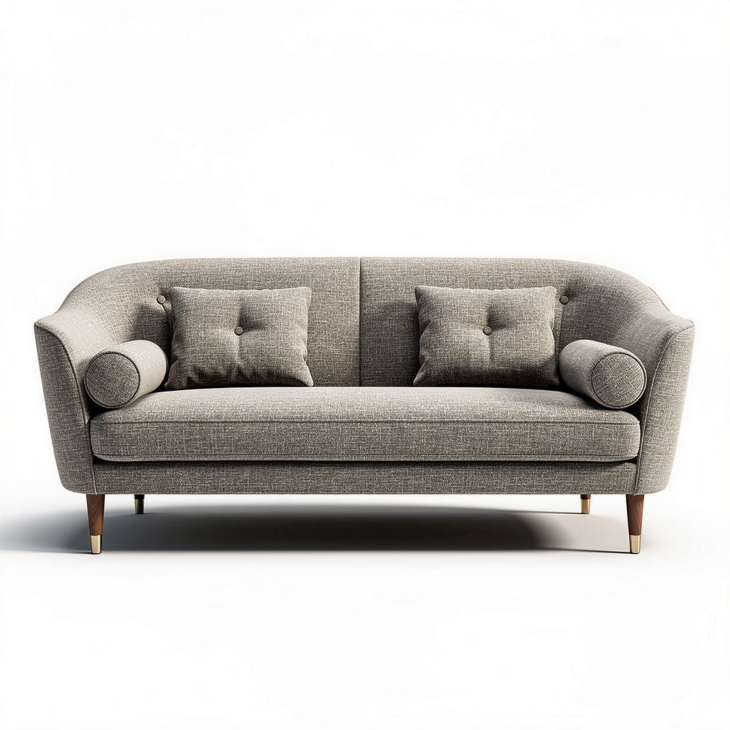 Modern fabric loveseat with tufted cushions in light grey 150 x 80 x 75cm